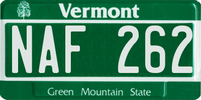 VT license plate NAF262