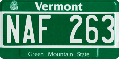 VT license plate NAF263