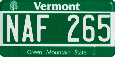 VT license plate NAF265