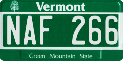 VT license plate NAF266