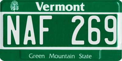 VT license plate NAF269