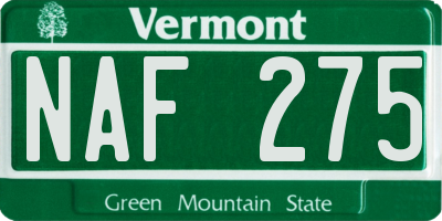 VT license plate NAF275