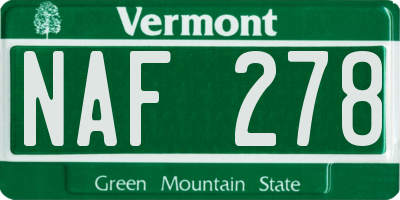 VT license plate NAF278