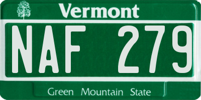 VT license plate NAF279