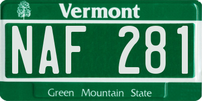 VT license plate NAF281