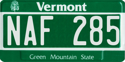 VT license plate NAF285