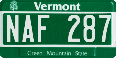 VT license plate NAF287