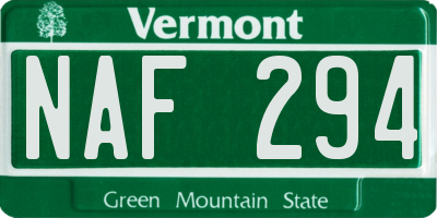 VT license plate NAF294