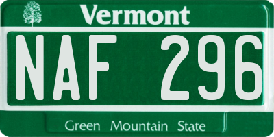 VT license plate NAF296