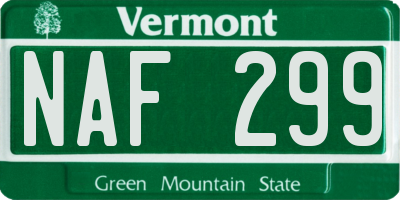 VT license plate NAF299