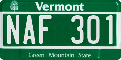 VT license plate NAF301