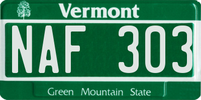 VT license plate NAF303