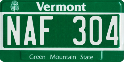 VT license plate NAF304
