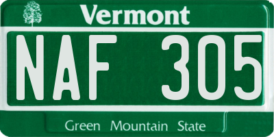 VT license plate NAF305