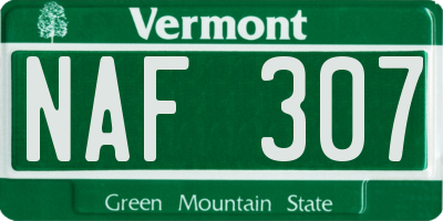 VT license plate NAF307