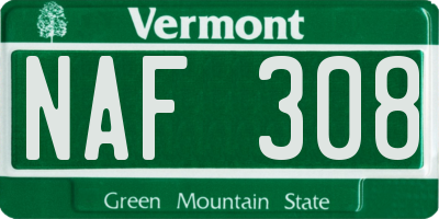 VT license plate NAF308