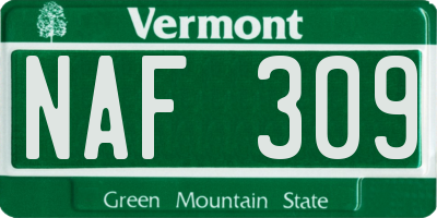 VT license plate NAF309