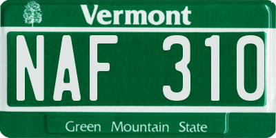 VT license plate NAF310