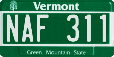 VT license plate NAF311