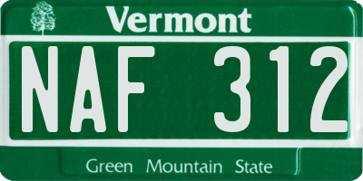VT license plate NAF312