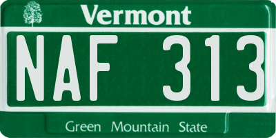 VT license plate NAF313