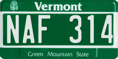 VT license plate NAF314