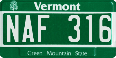 VT license plate NAF316