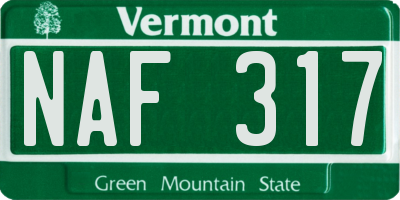 VT license plate NAF317