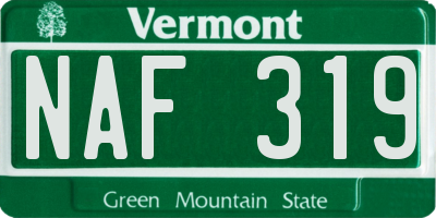 VT license plate NAF319