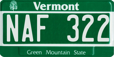 VT license plate NAF322