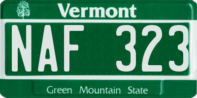 VT license plate NAF323