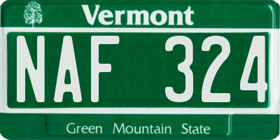 VT license plate NAF324