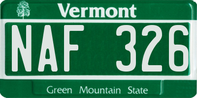 VT license plate NAF326