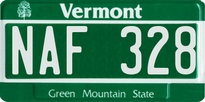 VT license plate NAF328