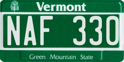 VT license plate NAF330