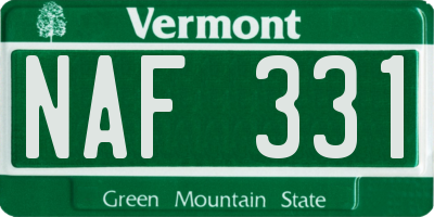 VT license plate NAF331