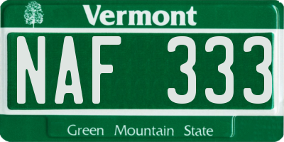 VT license plate NAF333