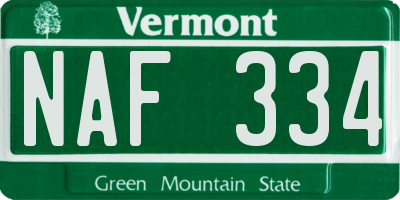 VT license plate NAF334