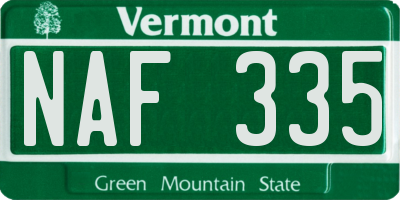 VT license plate NAF335