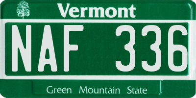 VT license plate NAF336