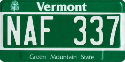 VT license plate NAF337
