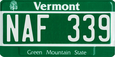 VT license plate NAF339