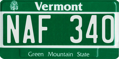 VT license plate NAF340