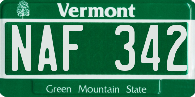 VT license plate NAF342