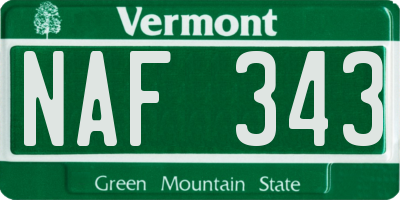 VT license plate NAF343