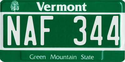 VT license plate NAF344