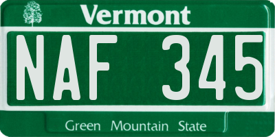 VT license plate NAF345