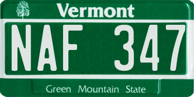 VT license plate NAF347