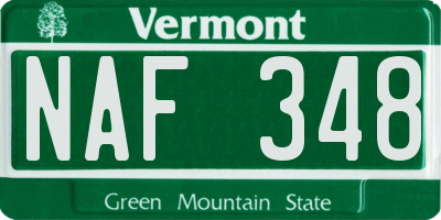 VT license plate NAF348