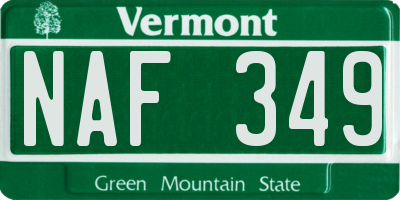 VT license plate NAF349